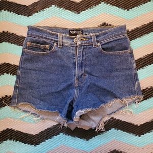 High waisted Jean shorts cut by me.